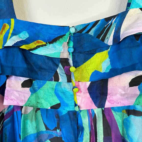 ANTHROPOLOGIE Sunny Midi Dress Silk Blend Tropical Size Medium READ - Picture 10 of 14